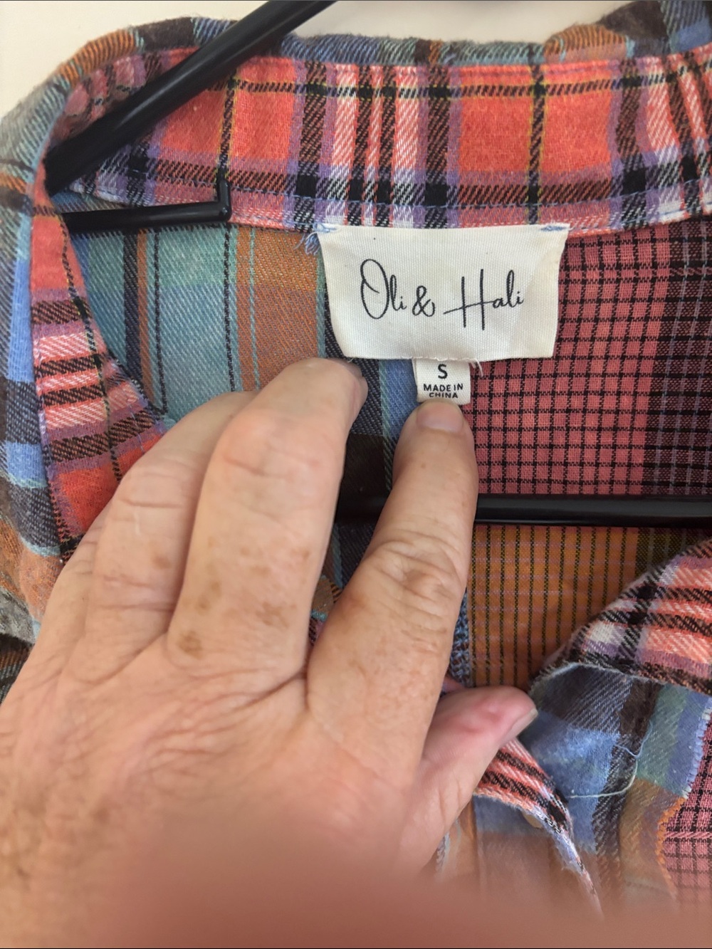 Oli & Hali flannel Multi Patchwork Plaid Button-Down Shirt small - Picture 2 of 9